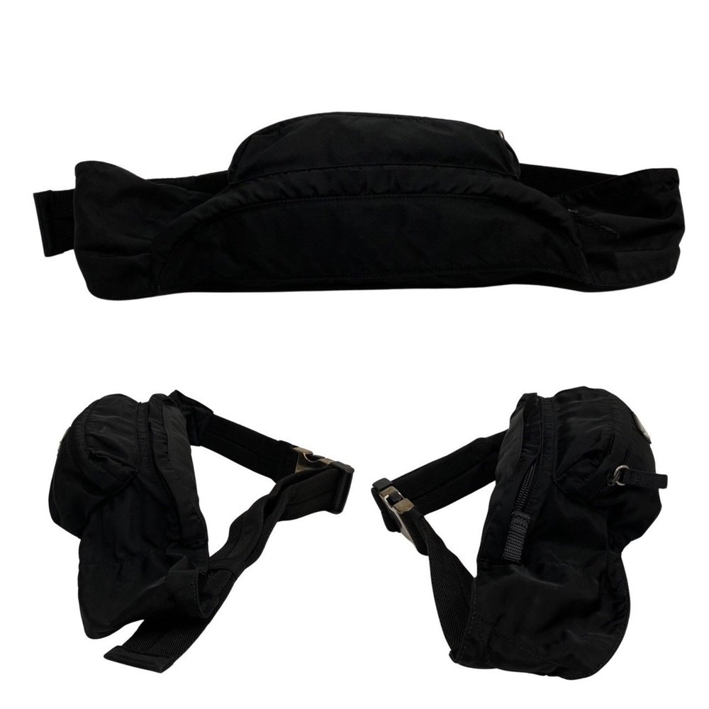 PRADA Triangle Logo Metal Fittings Nylon Body Bag Waist Shoulder Black 01014 - Picture 5 of 9